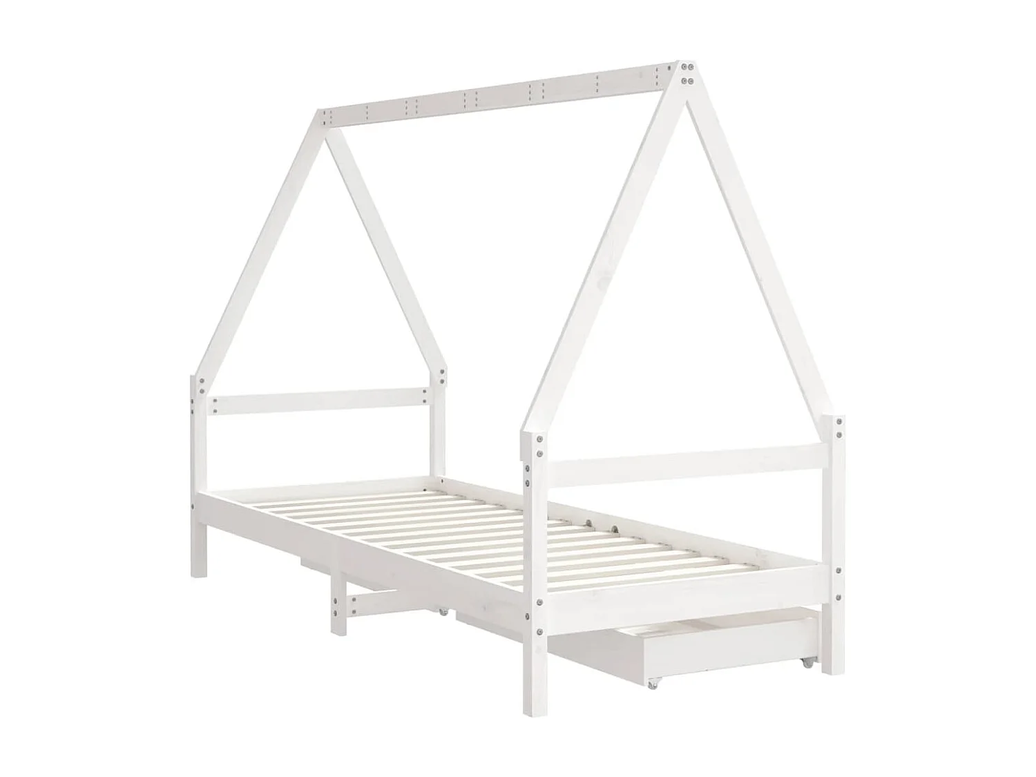 Kinderbedframe met lades 90x200 cm massief grenenhout wit