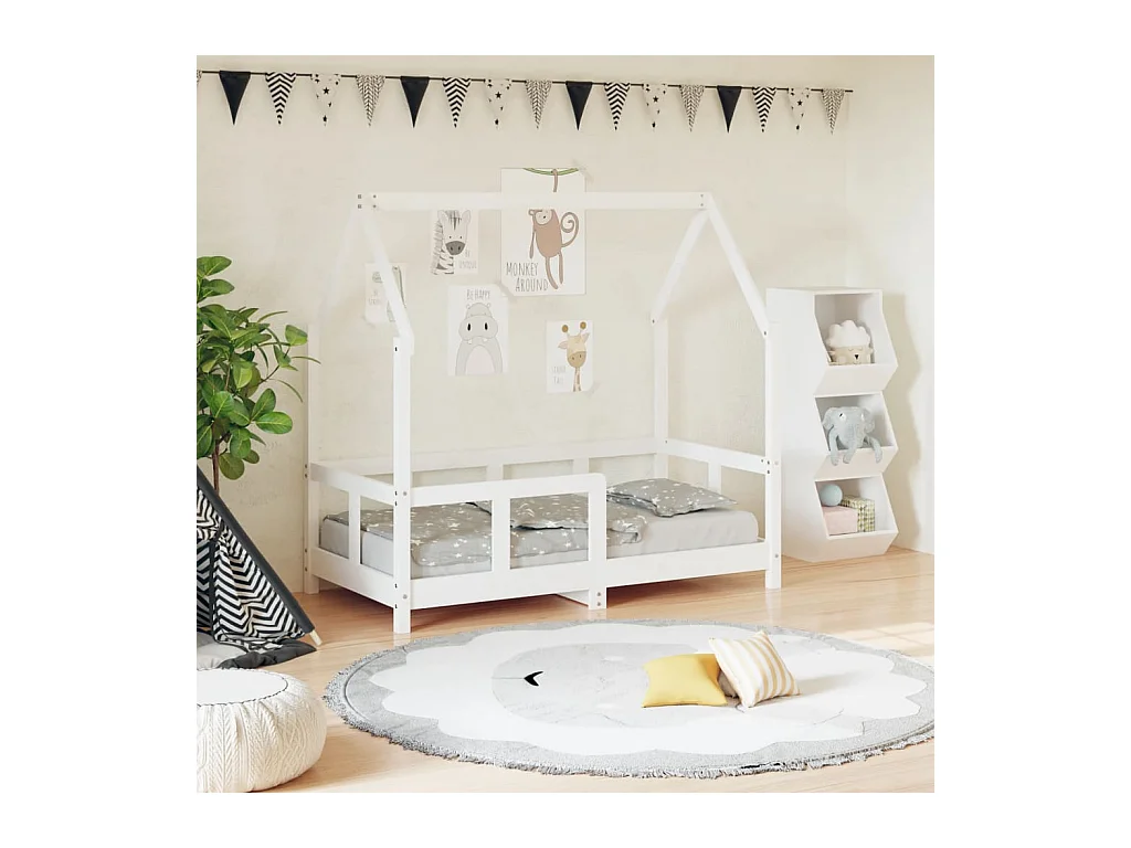 Cadre de lit pour enfant blanc 70x140 cm bois de pin massif