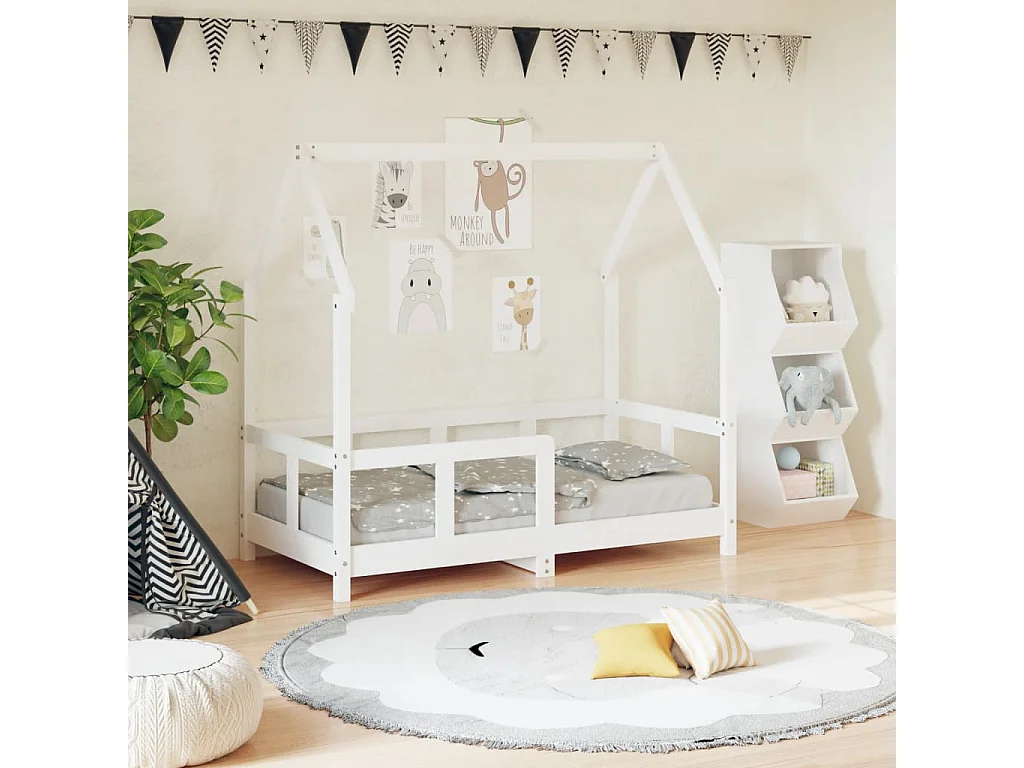 Cadre de lit pour enfant blanc 70x140 cm bois de pin massif