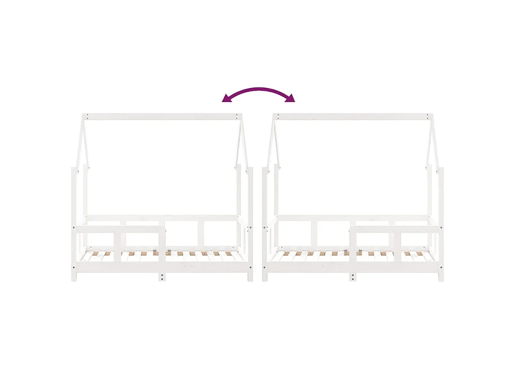 Cadre de lit pour enfant blanc 70x140 cm bois de pin massif
