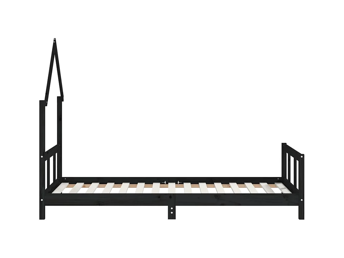 Cadre de lit pour enfants noir 90x190 cm bois de pin massif
