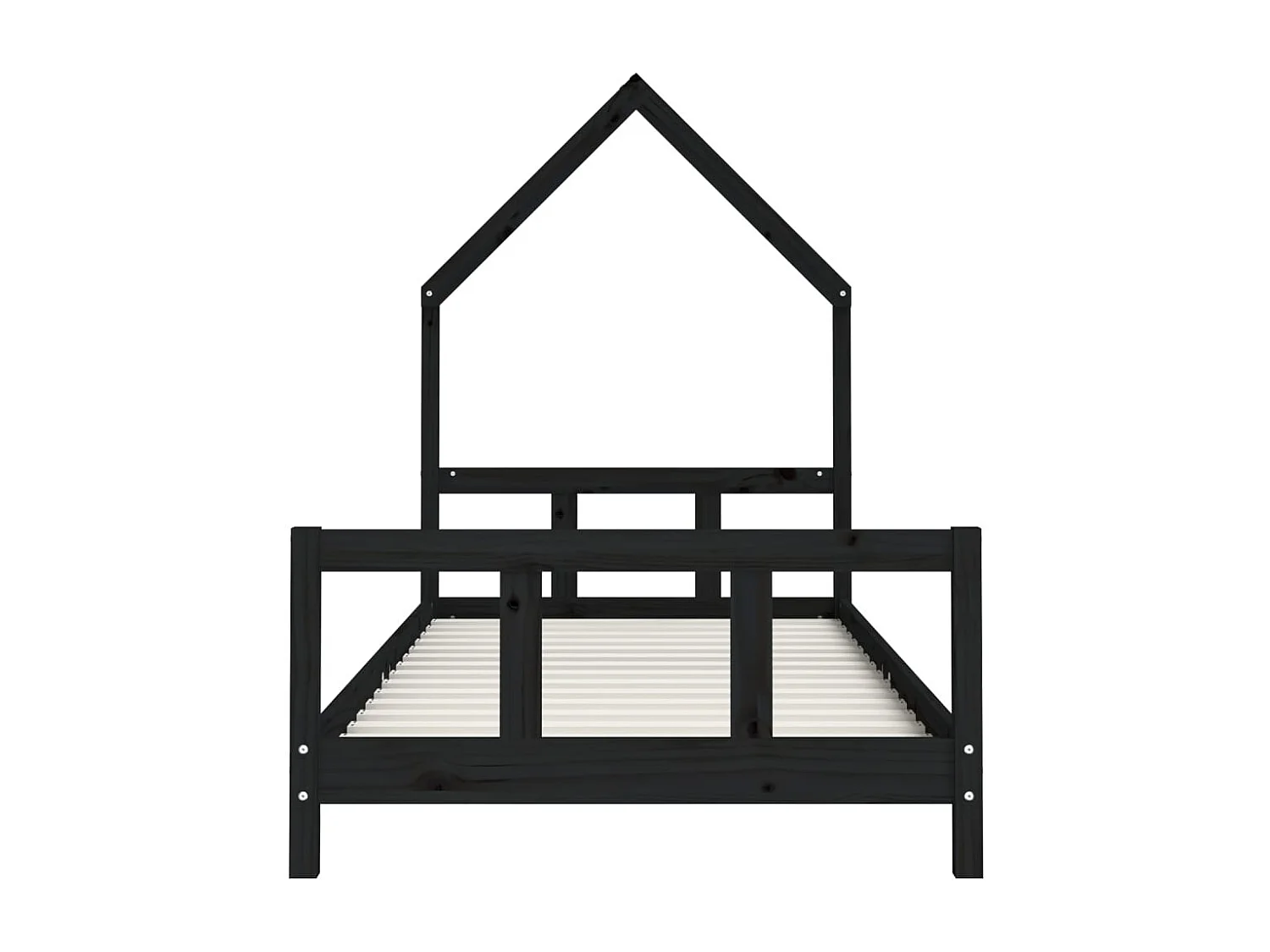 Kinderbett Schwarz 90x190 cm Massivholz Kiefer