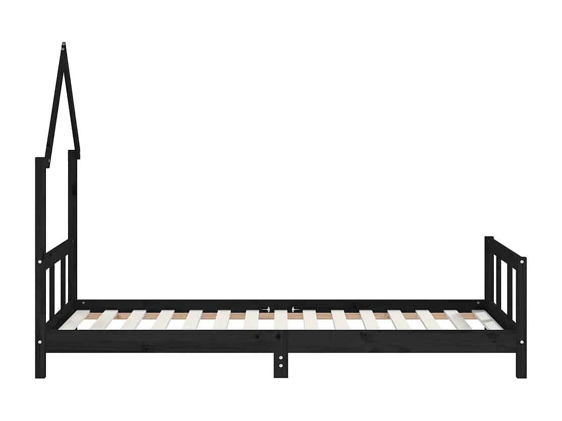 Kinderbett Schwarz 90x190 cm Massivholz Kiefer