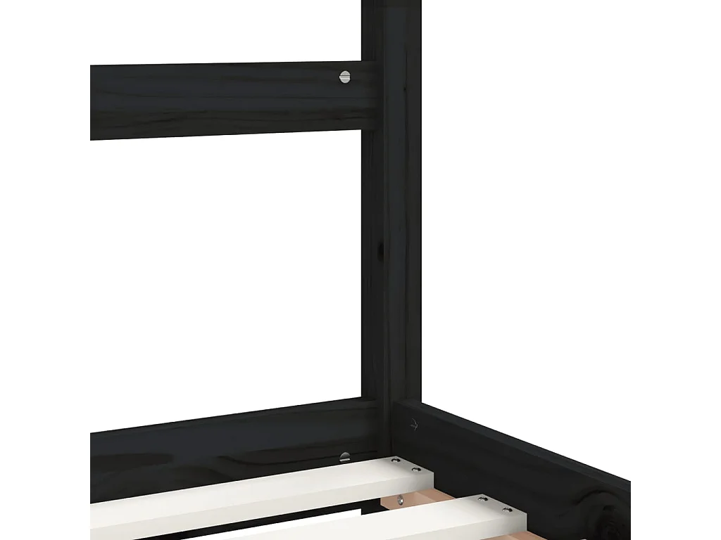 Kinderbett Schwarz 90x190 cm Massivholz Kiefer