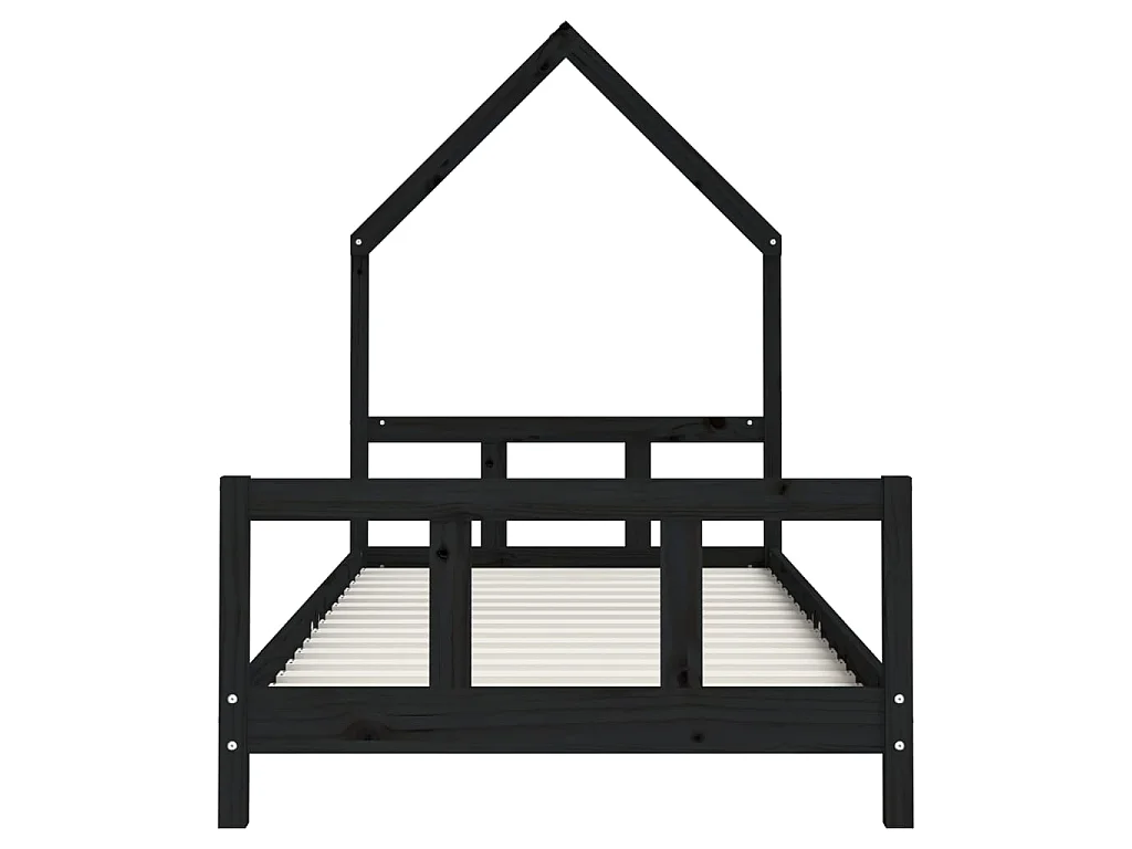 Cadre de lit pour enfants noir 90x190 cm bois de pin massif