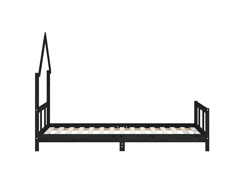 Cadre de lit pour enfants noir 90x190 cm bois de pin massif
