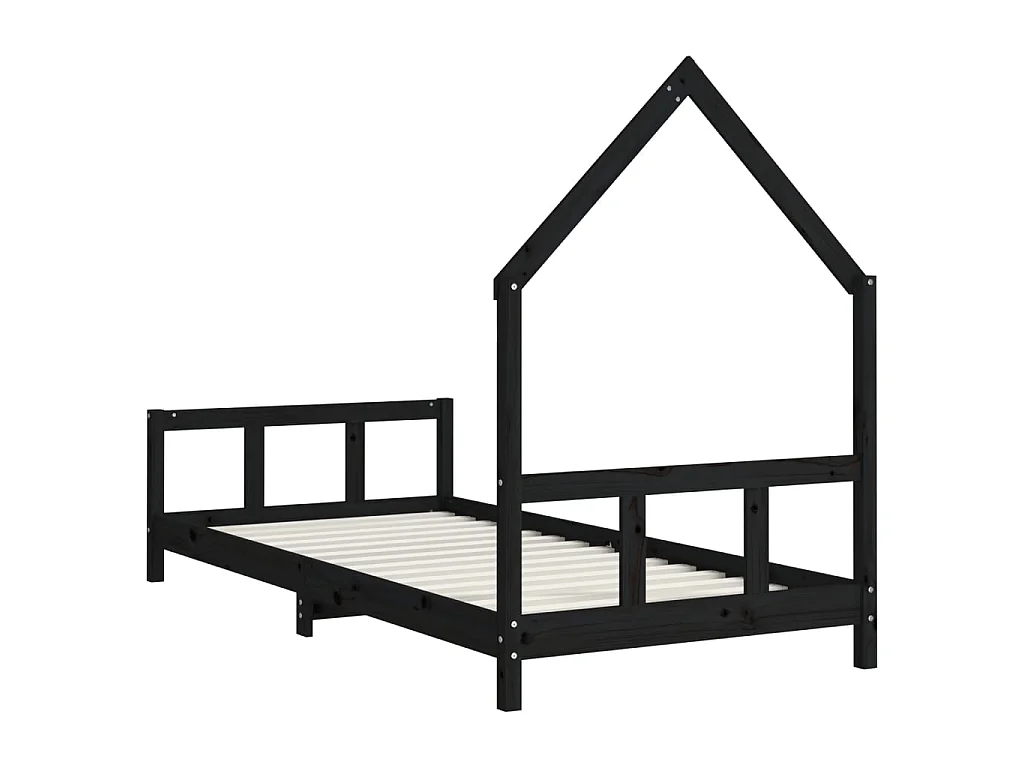 Estrutura de cama infantil 90x190 cm pinho maciço preto
