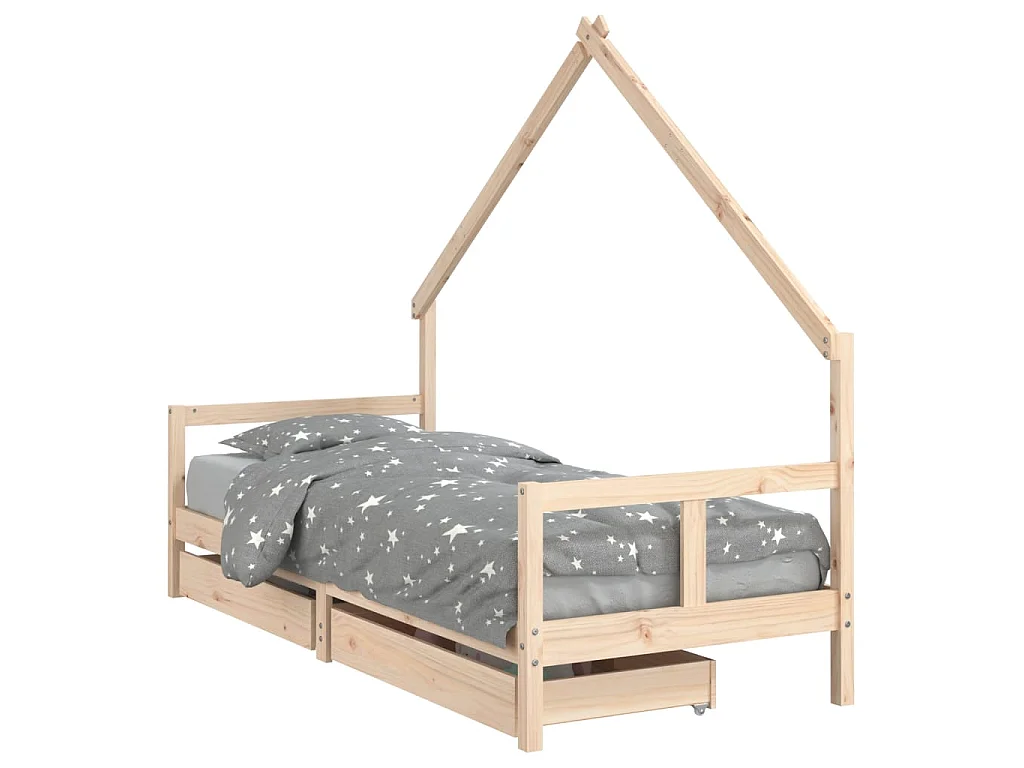 Cadre de lit pour enfants gris 80x200 cm bois de pin massif