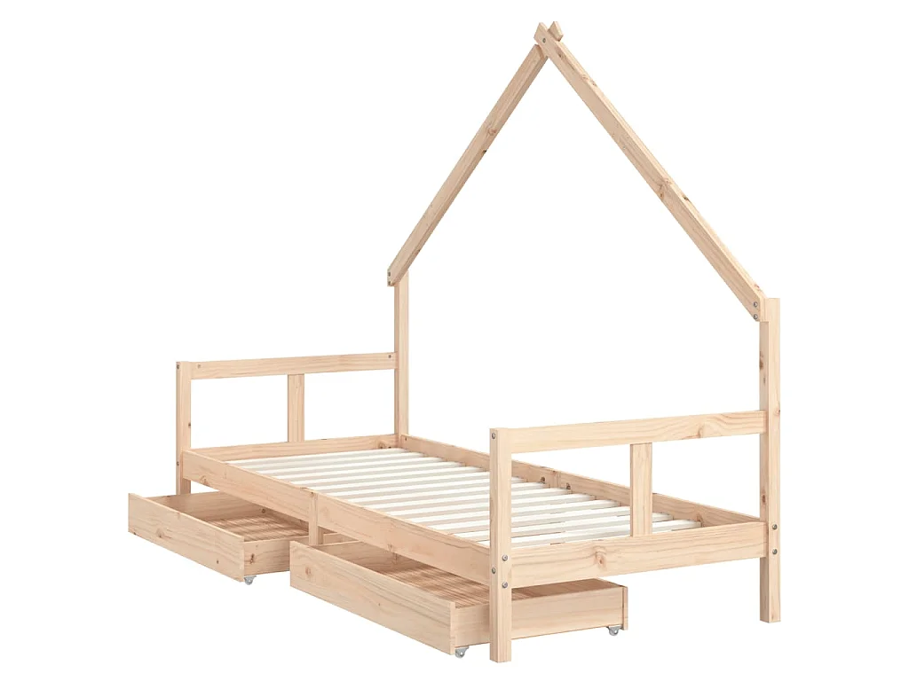 Cadre de lit pour enfants gris 80x200 cm bois de pin massif