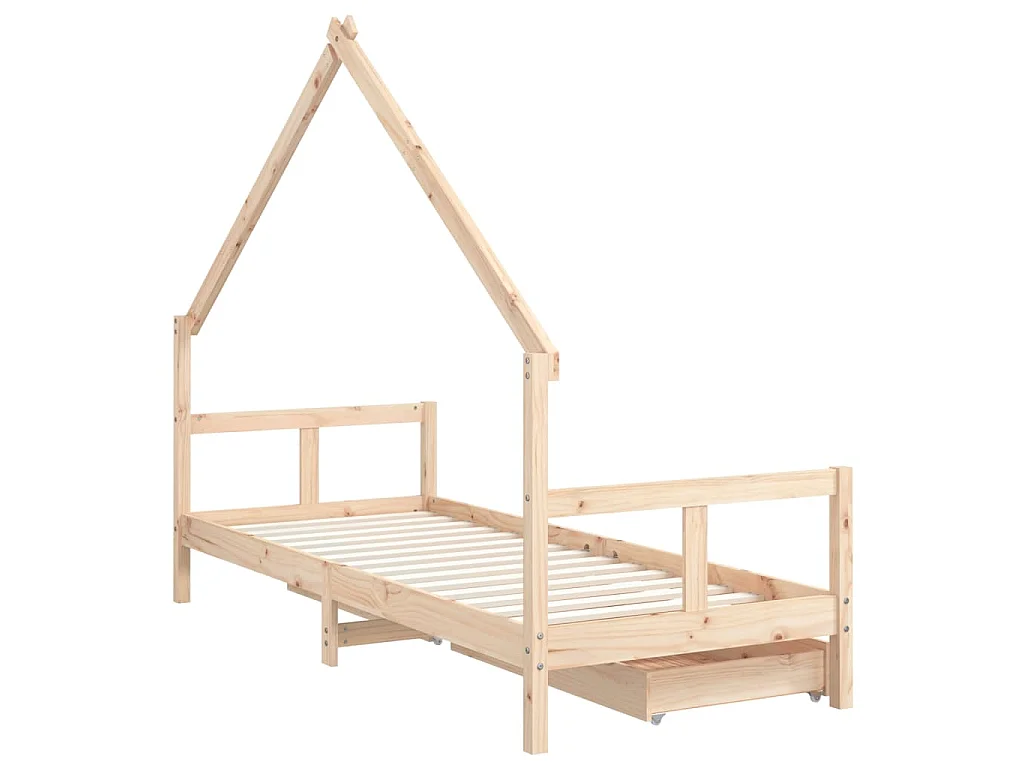 Cadre de lit pour enfants gris 80x200 cm bois de pin massif