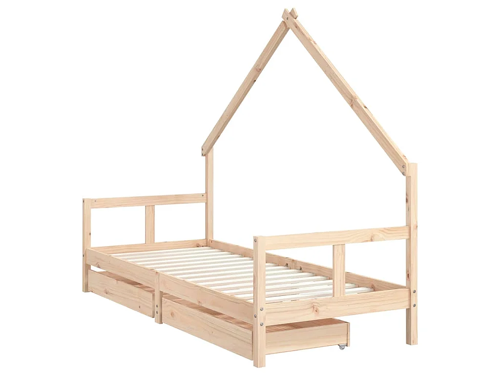 Cadre de lit pour enfants gris 80x200 cm bois de pin massif