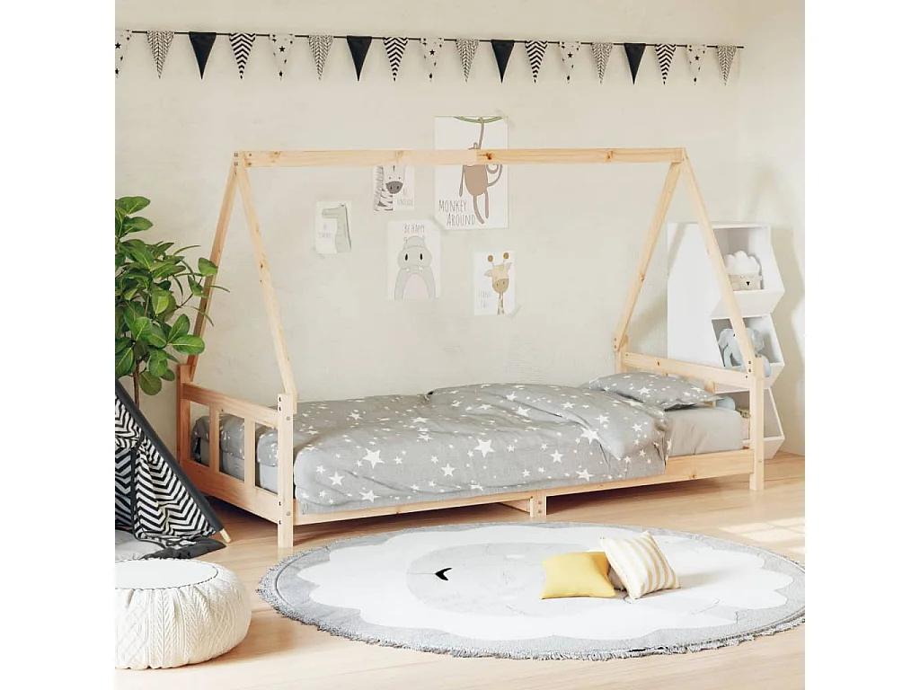 Estructura de cama infantil madera maciza de pino 90x190 cm