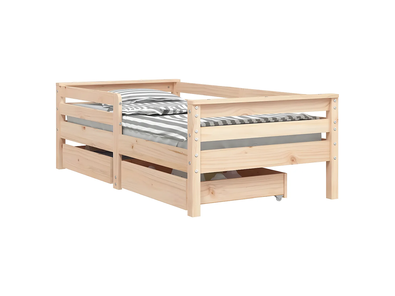 Cadre de lit enfant avec tiroirs 70x140 cm bois de pin massif