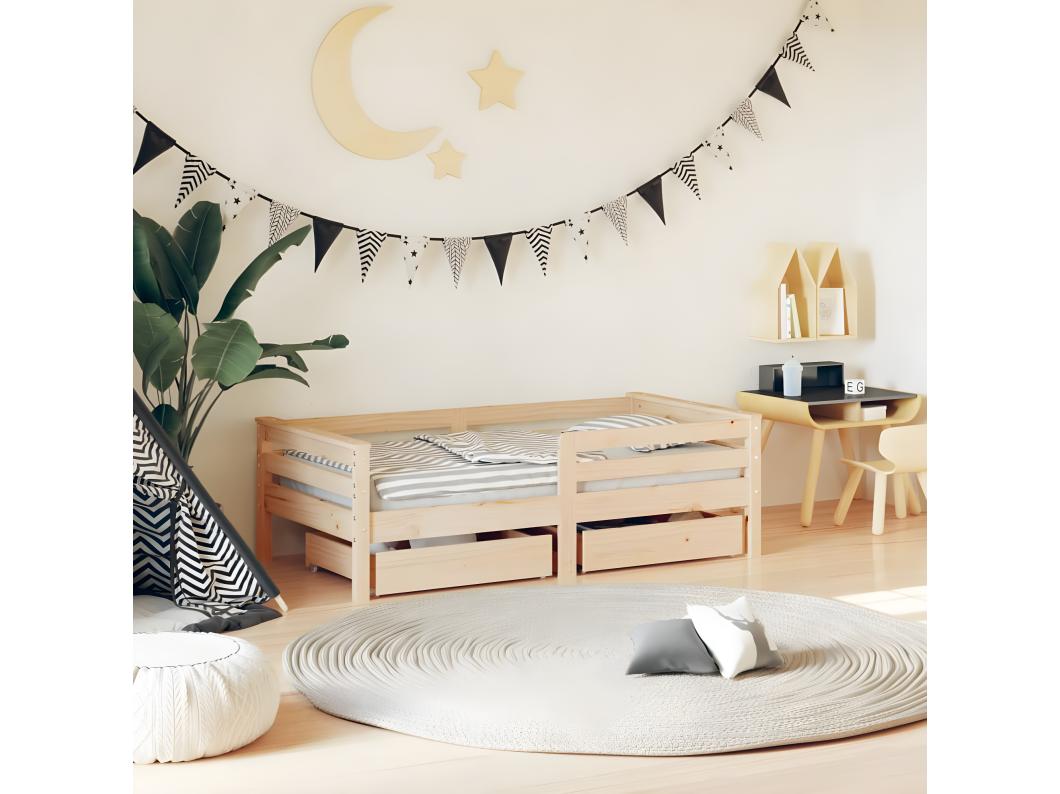 Estructura de cama para niños con cajones madera pino 70x140 cm