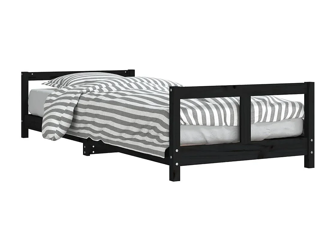 Estrutura de cama infantil 80x200 cm pinho maciço preto