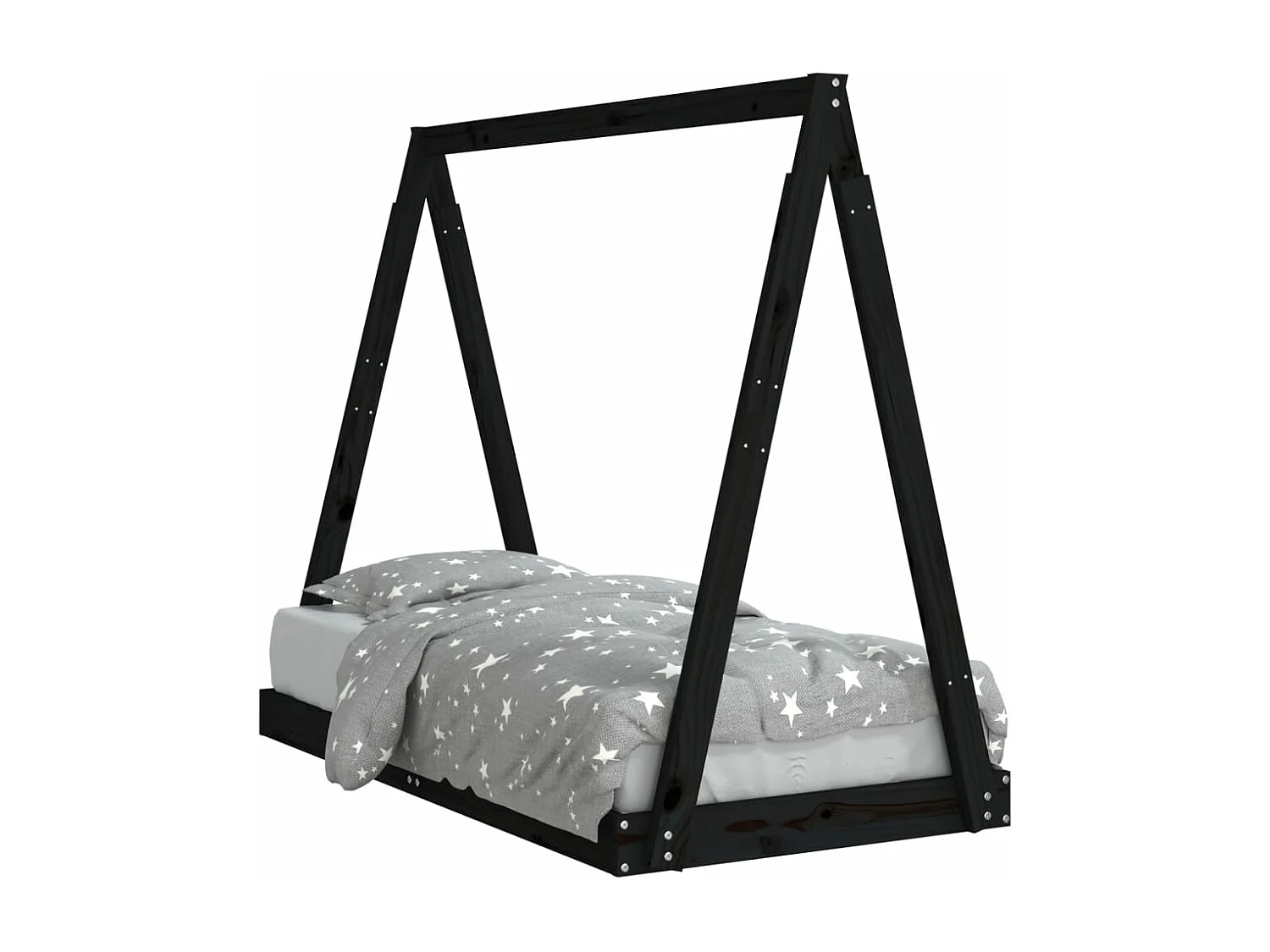 Estrutura de cama infantil 70x140 cm pinho maciço preto