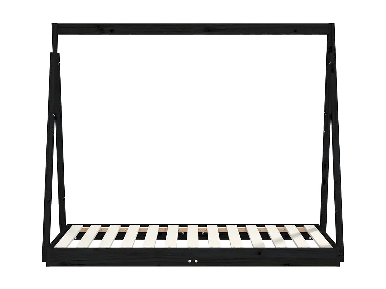 Estrutura de cama infantil 70x140 cm pinho maciço preto