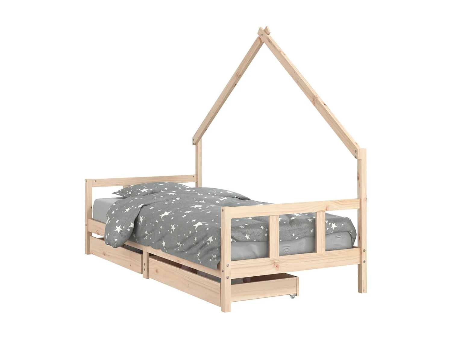 Cadre de lit enfant avec tiroirs 90x200 cm bois de pin massif