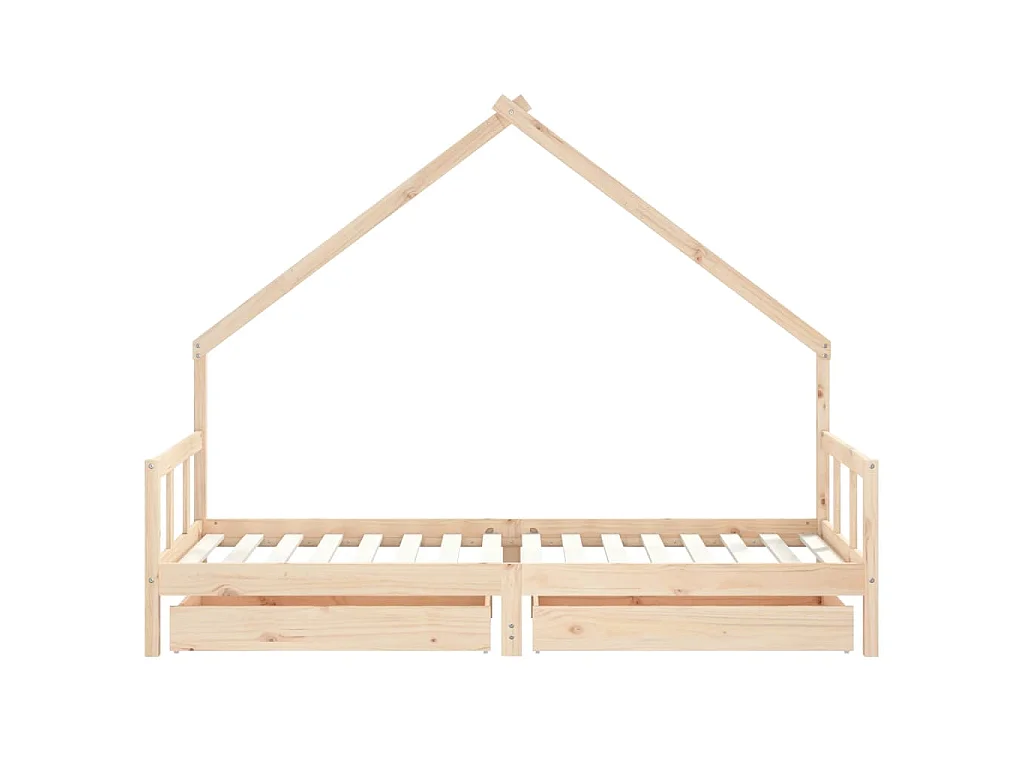 Cadre de lit enfant avec tiroirs 90x200 cm bois de pin massif