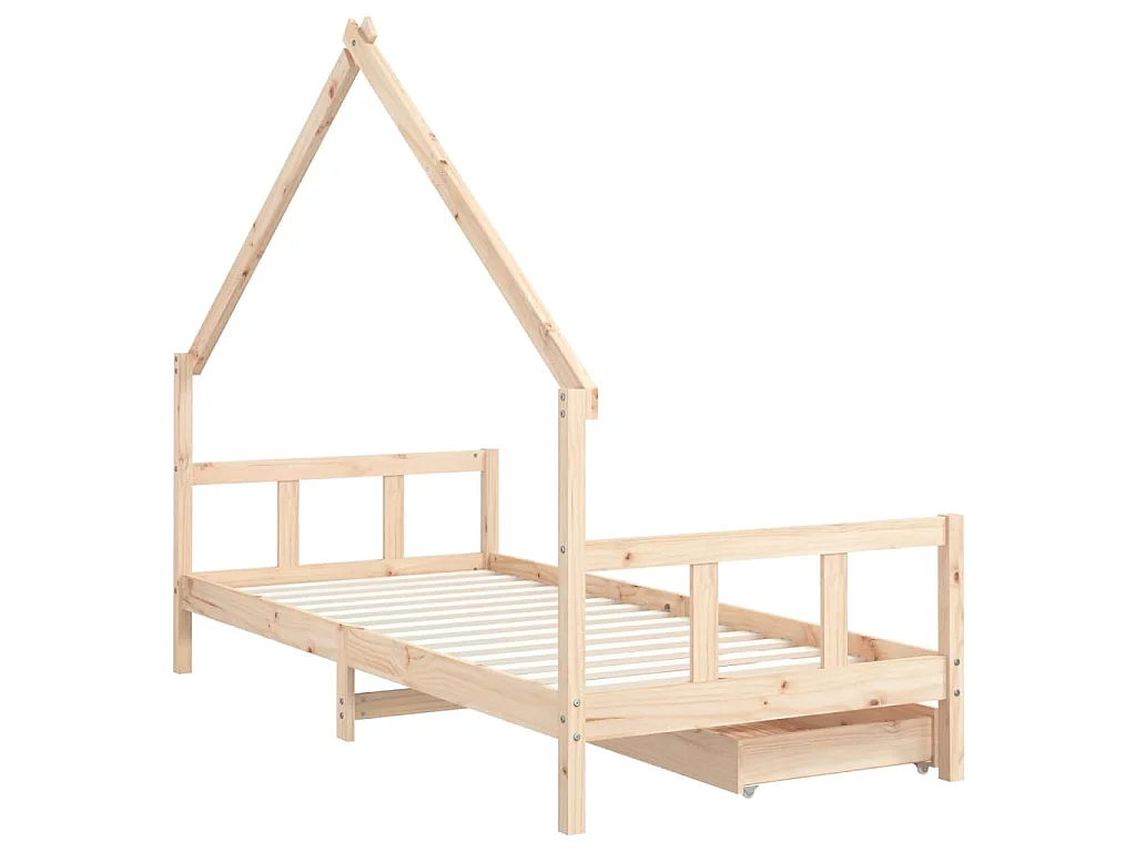 Cadre de lit enfant avec tiroirs 90x200 cm bois de pin massif