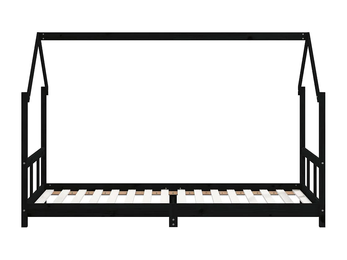 Cadre de lit pour enfants noir 90x200 cm bois de pin massif