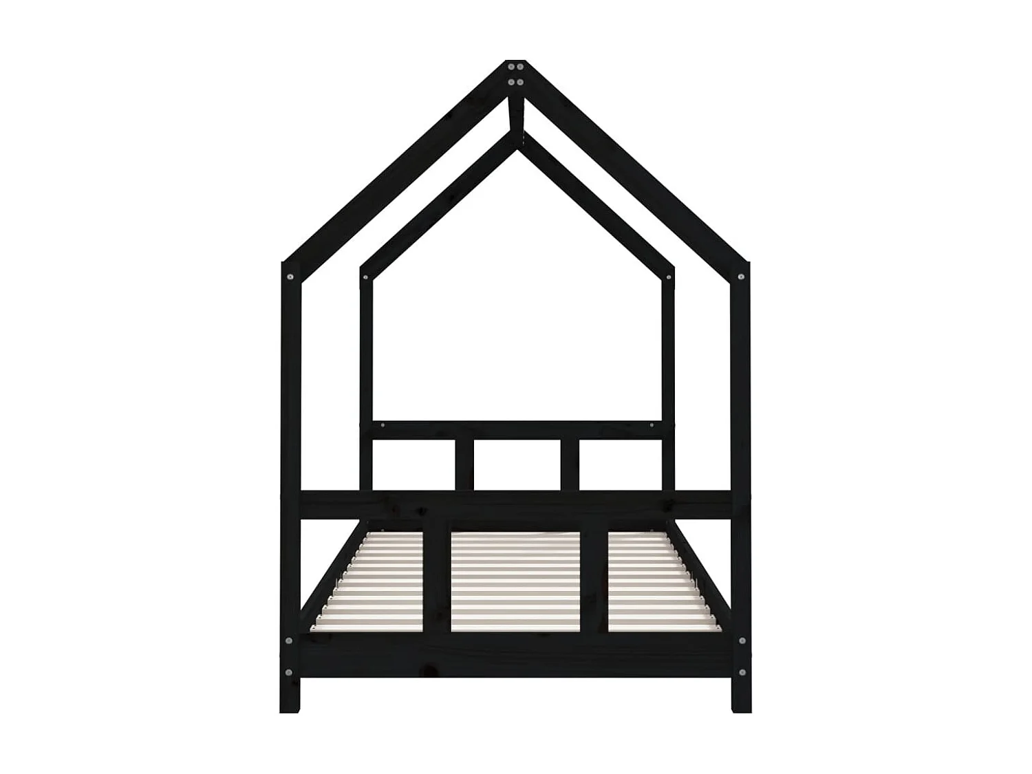 Cadre de lit pour enfants noir 90x200 cm bois de pin massif
