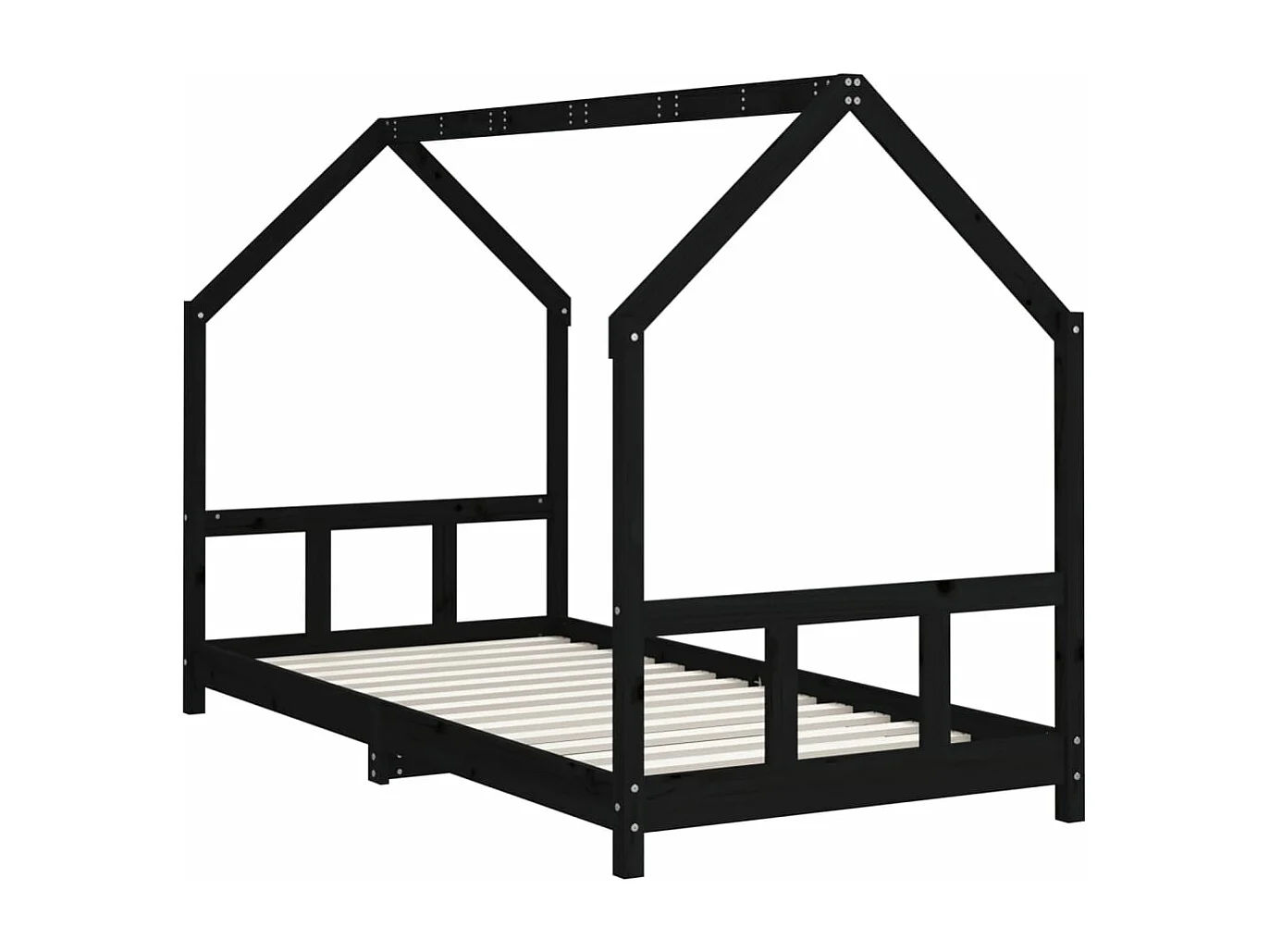 Cadre de lit pour enfants noir 90x200 cm bois de pin massif