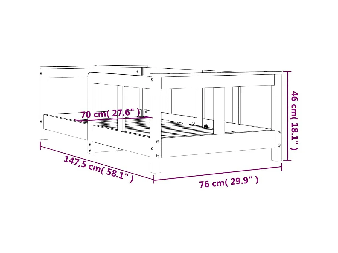 Cadre de lit pour enfant 70x140 cm bois de pin massif