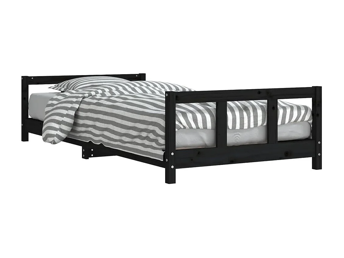 Cadre de lit pour enfants noir 90x200 cm bois de pin massif