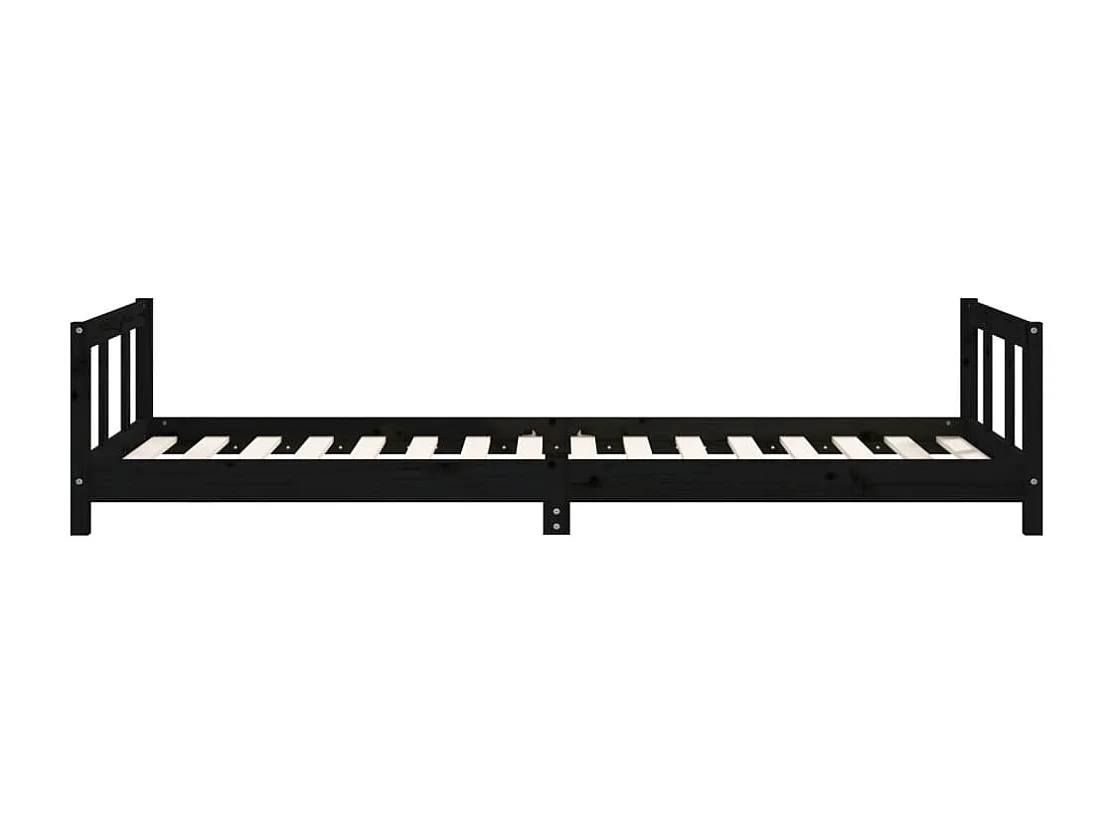 Cadre de lit pour enfants noir 90x200 cm bois de pin massif