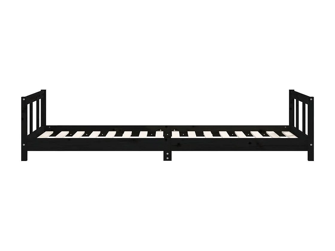 Cadre de lit pour enfants noir 90x200 cm bois de pin massif