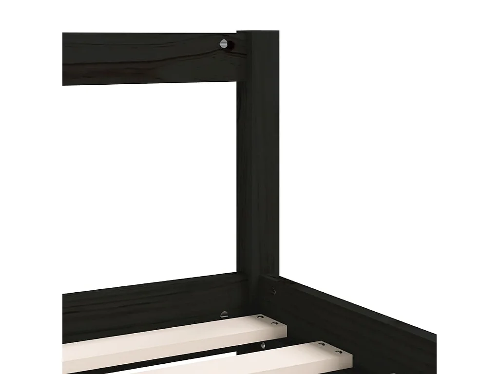 Cadre de lit enfant avec tiroirs noir 90x200 cm bois pin massif