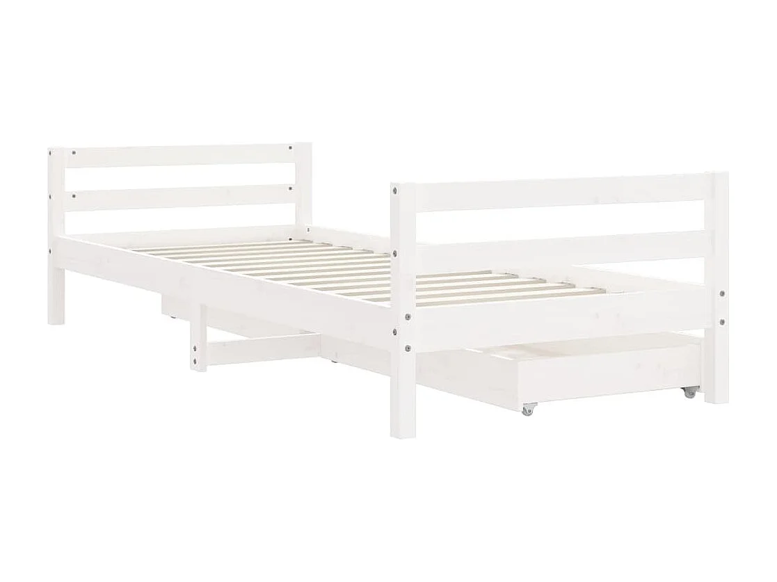 Kinderbedframe met lades 90x200 cm massief grenenhout wit