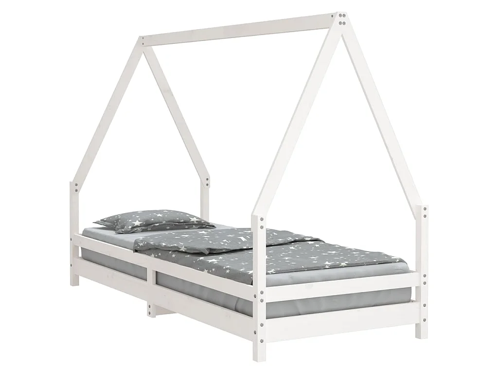 Cadre de lit pour enfants blanc 90x200 cm bois de pin massif