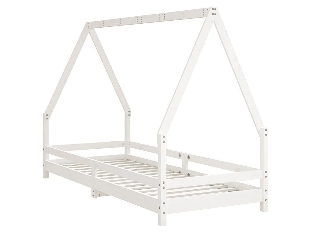 Cadre de lit pour enfants blanc 90x200 cm bois de pin massif