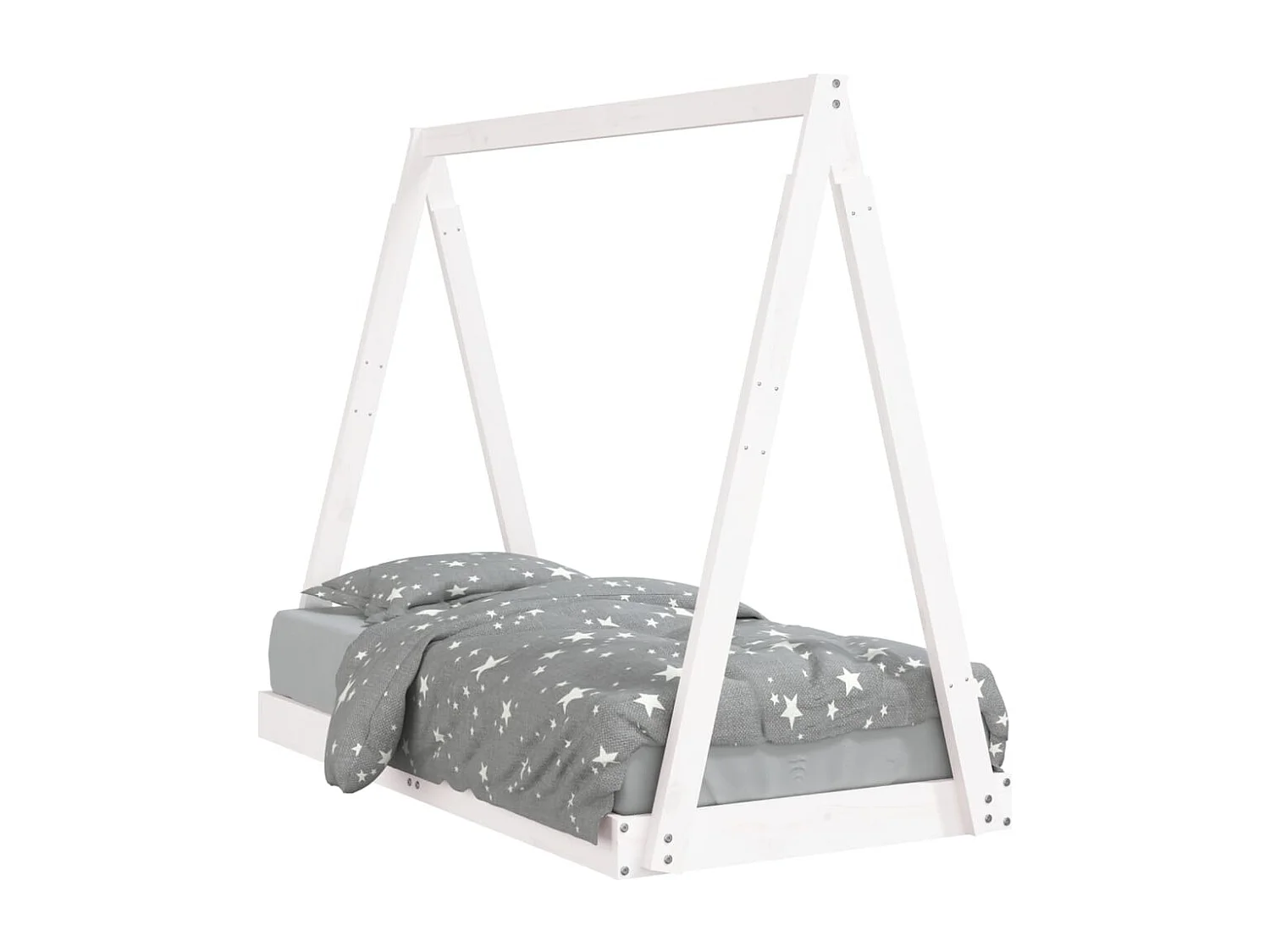 Kinderbedframe 70x140 cm massief grenenhout wit