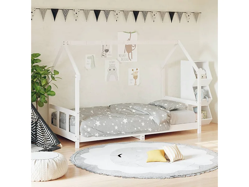 Estrutura de cama infantil 90x190 cm pinho maciço branco