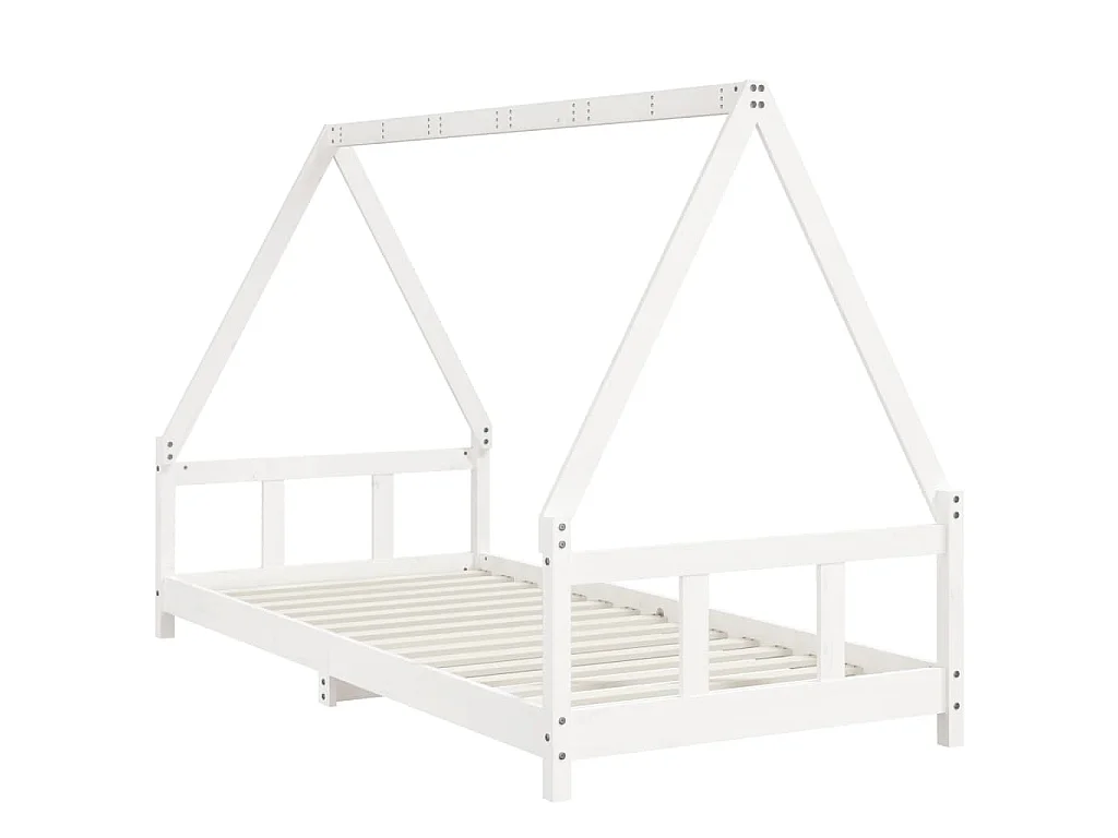 Cadre de lit pour enfants blanc 90x200 cm bois de pin massif