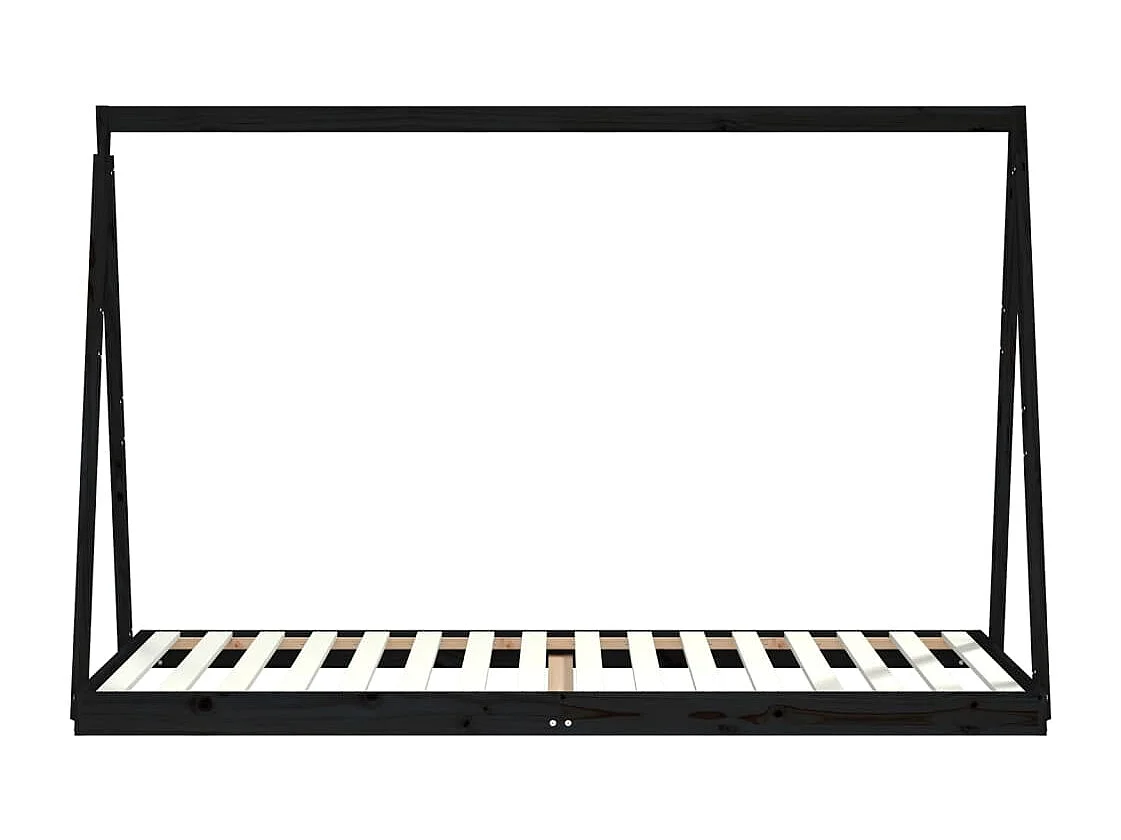 Cadre de lit pour enfants noir 90x200 cm bois de pin massif