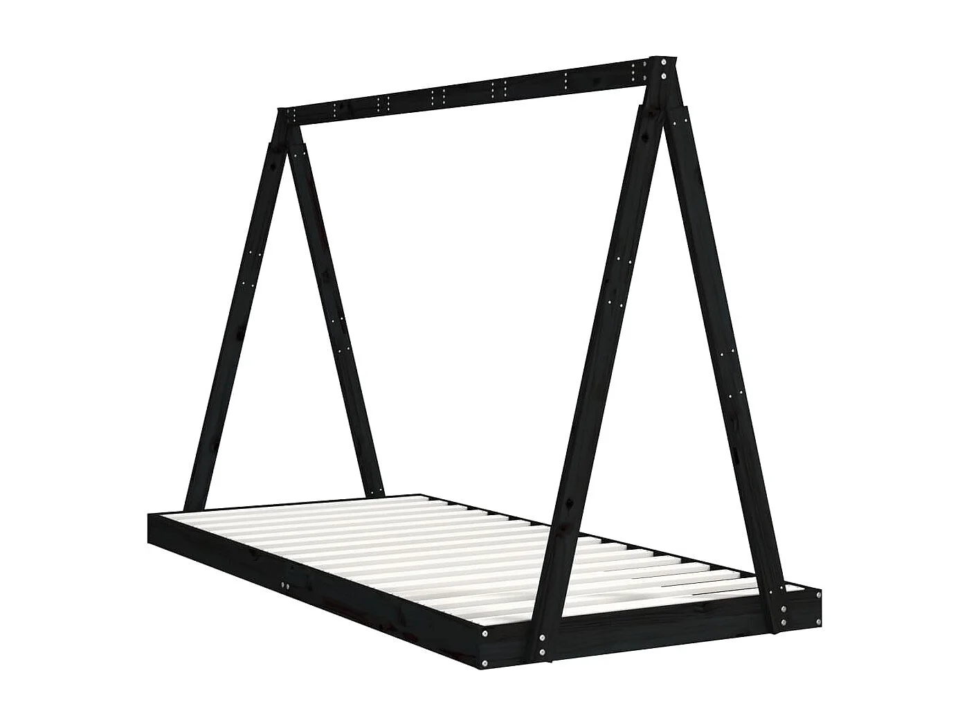 Cadre de lit pour enfants noir 90x200 cm bois de pin massif