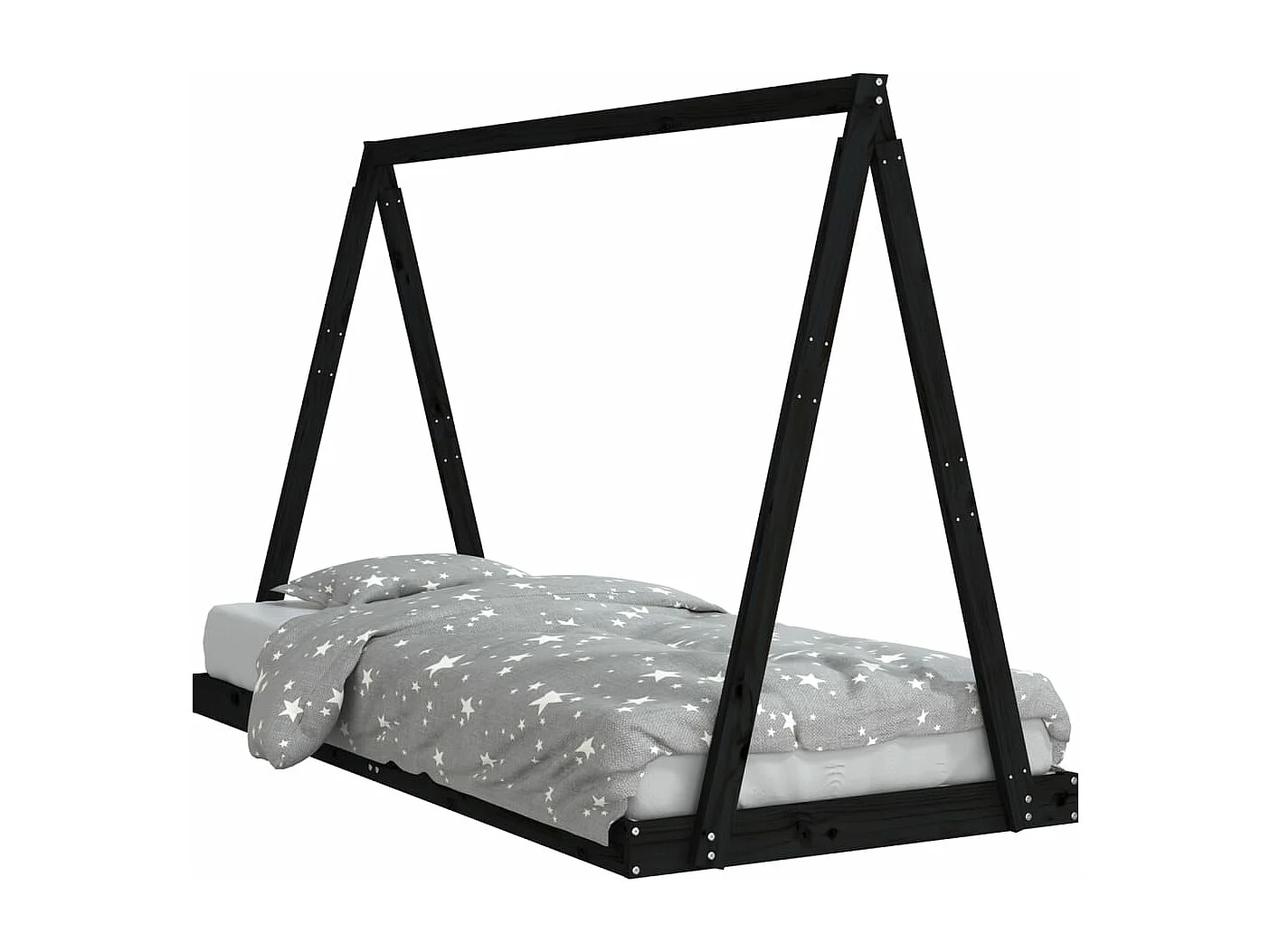 Estrutura de cama infantil 90x200 cm pinho maciço preto
