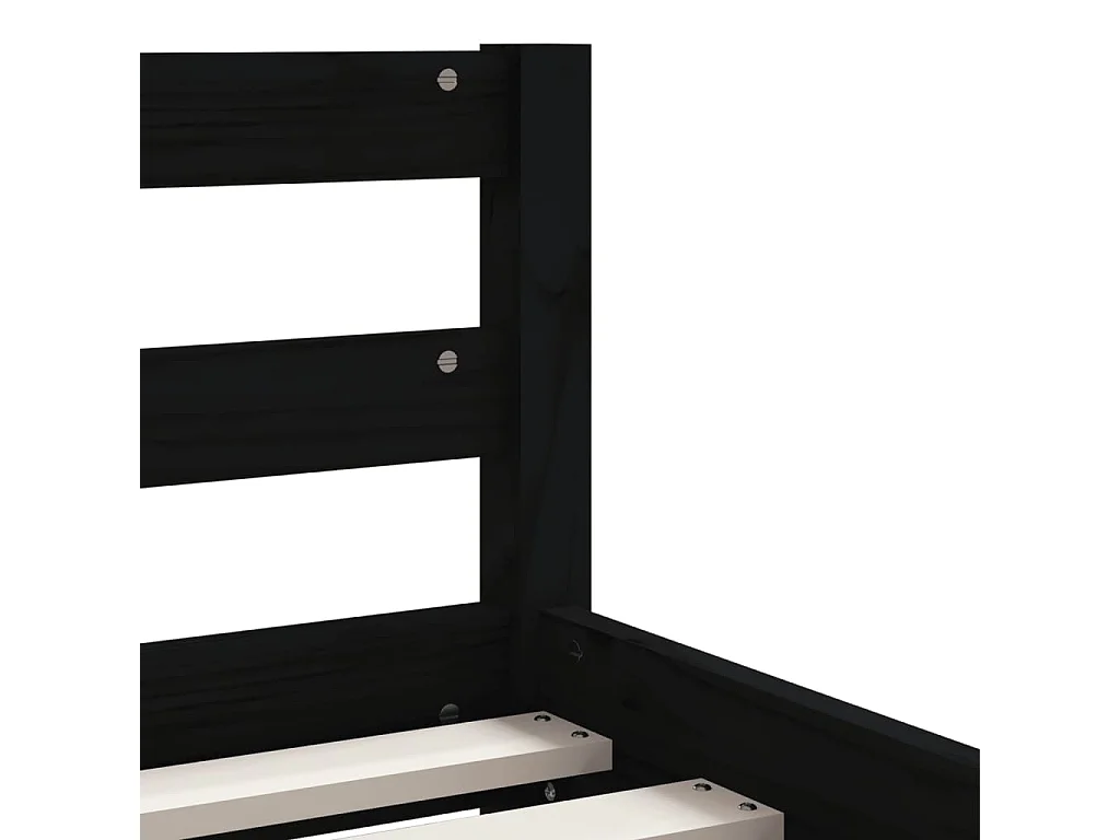 Cadre de lit enfant tiroirs noir 80x200 cm bois de pin massif