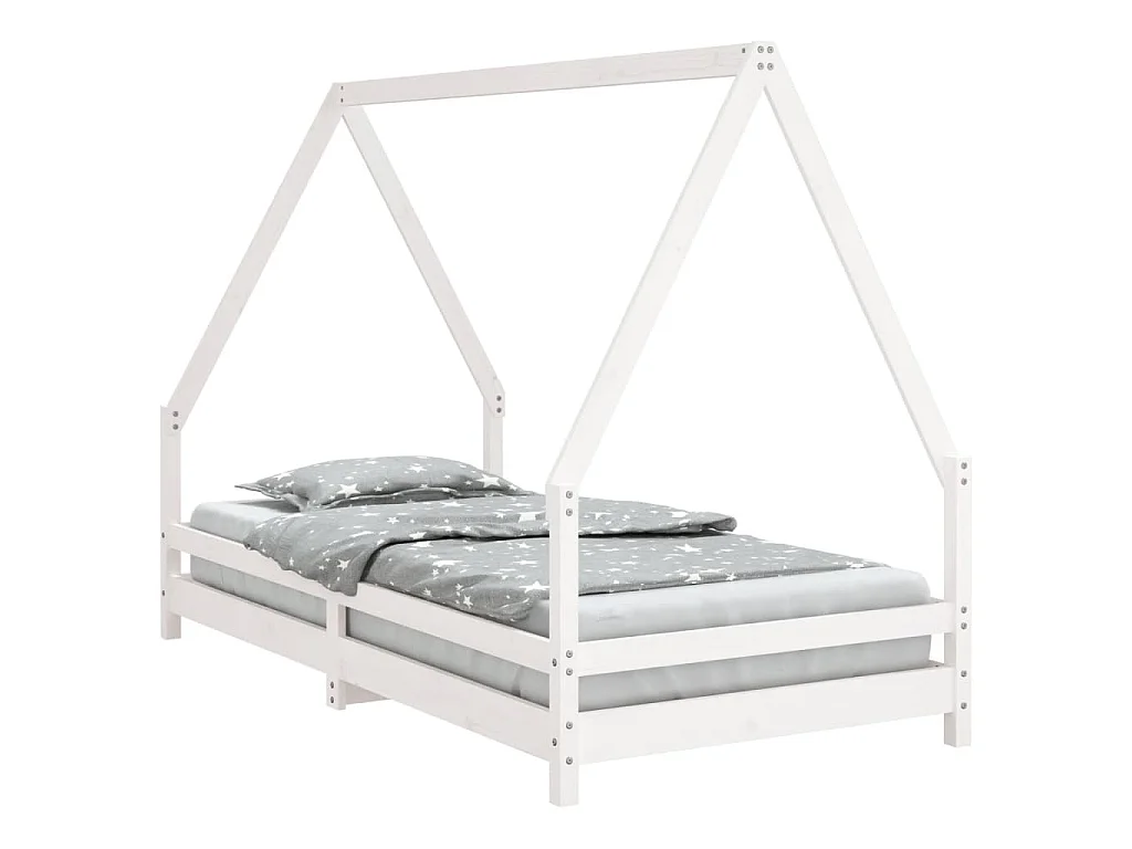 Cadre de lit pour enfants blanc 90x190 cm bois de pin massif
