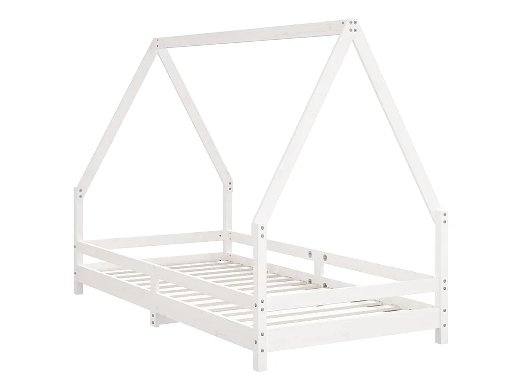 Cadre de lit pour enfants blanc 90x190 cm bois de pin massif