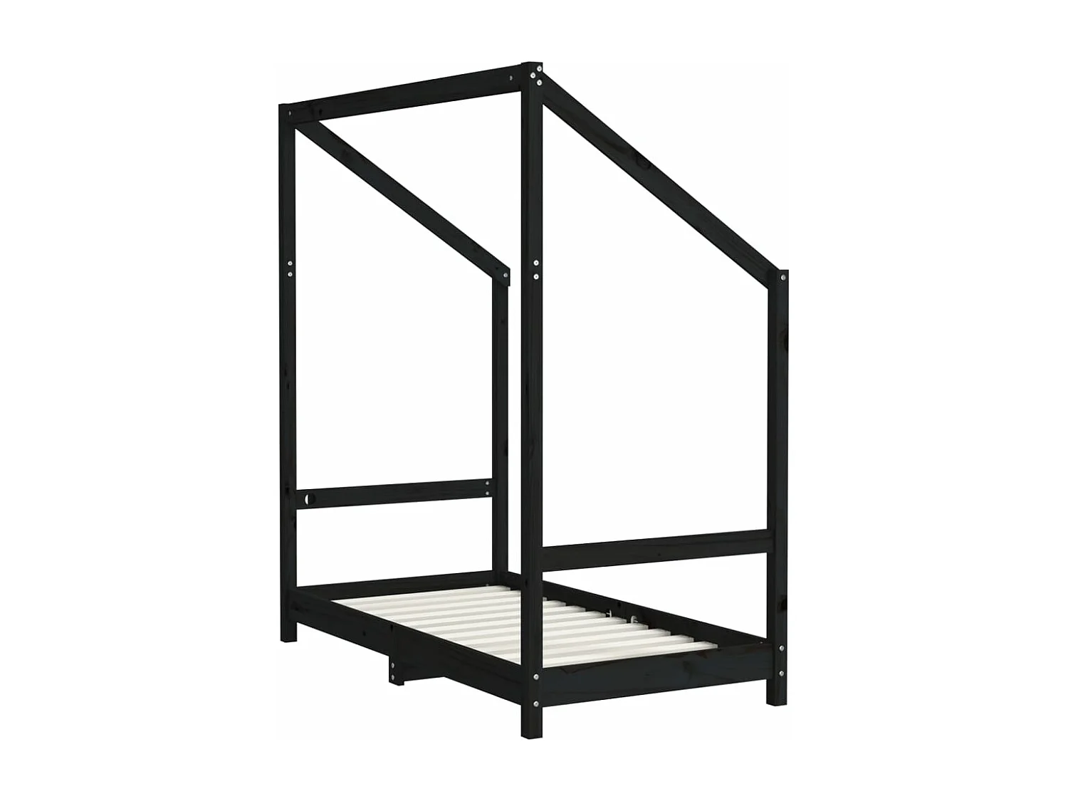 Kinderbedframe 70x140 cm massief grenenhout zwart