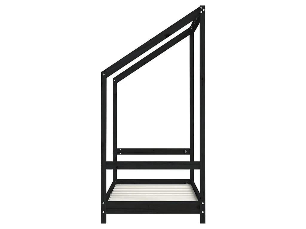 Estrutura de cama infantil 70x140 cm pinho maciço preto