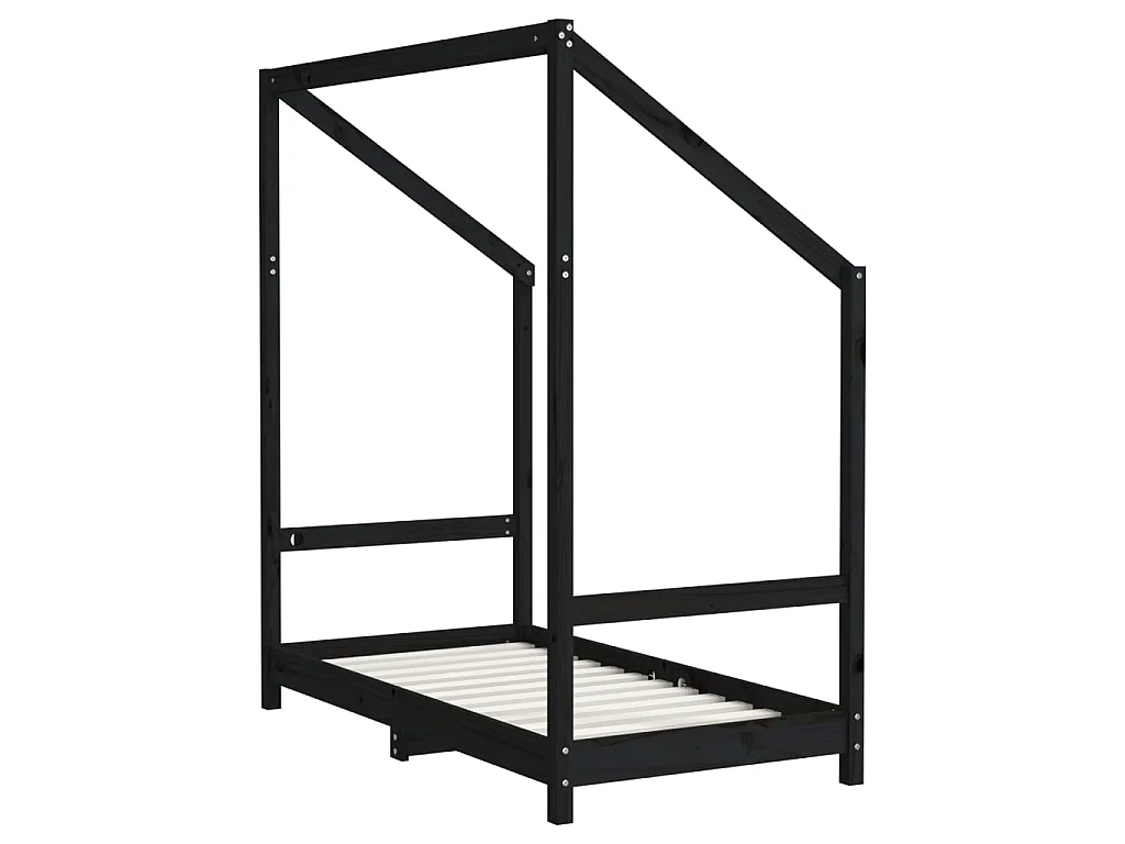 Estrutura de cama infantil 70x140 cm pinho maciço preto
