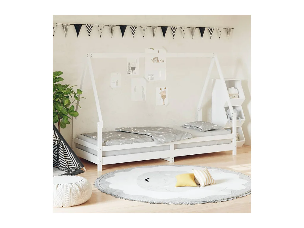 Cadre de lit pour enfants blanc 80x200 cm bois de pin massif