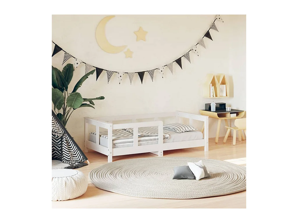 Cadre de lit pour enfant blanc 70x140 cm bois de pin massif