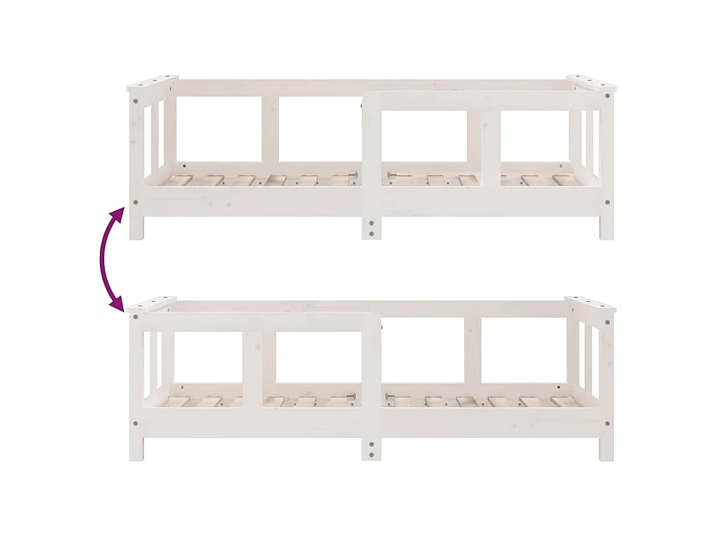 Estrutura de cama infantil 70x140 cm pinho maciço branco